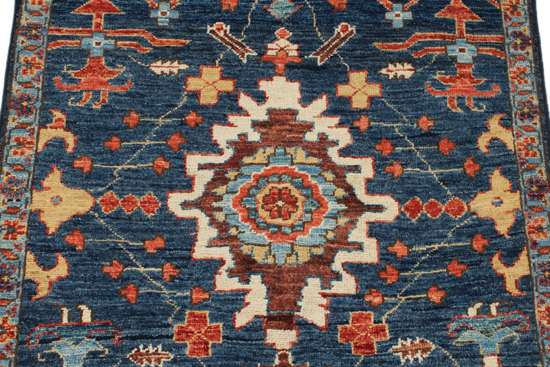 3x10 Navy and Multicolor Anatolian Traditional Runner