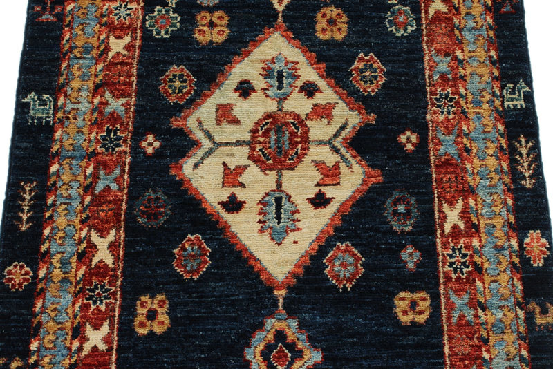 3x10 Navy and Multicolor Anatolian Traditional Runner
