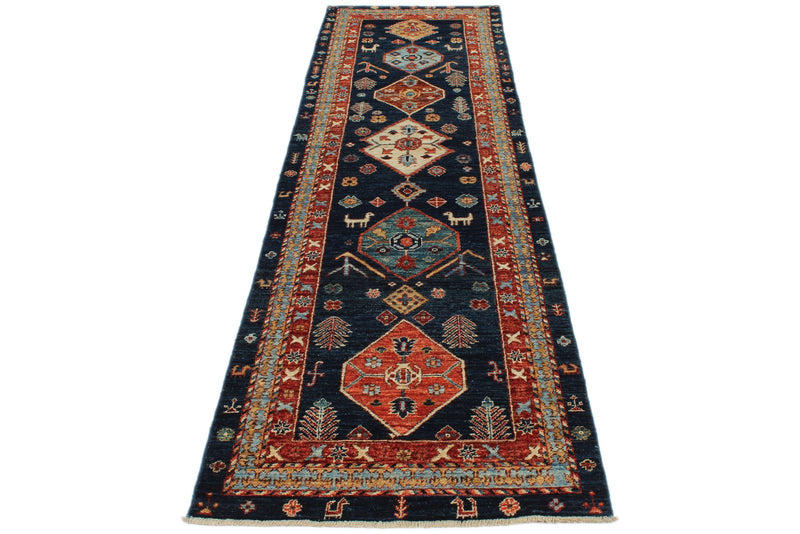 3x10 Navy and Multicolor Anatolian Traditional Runner