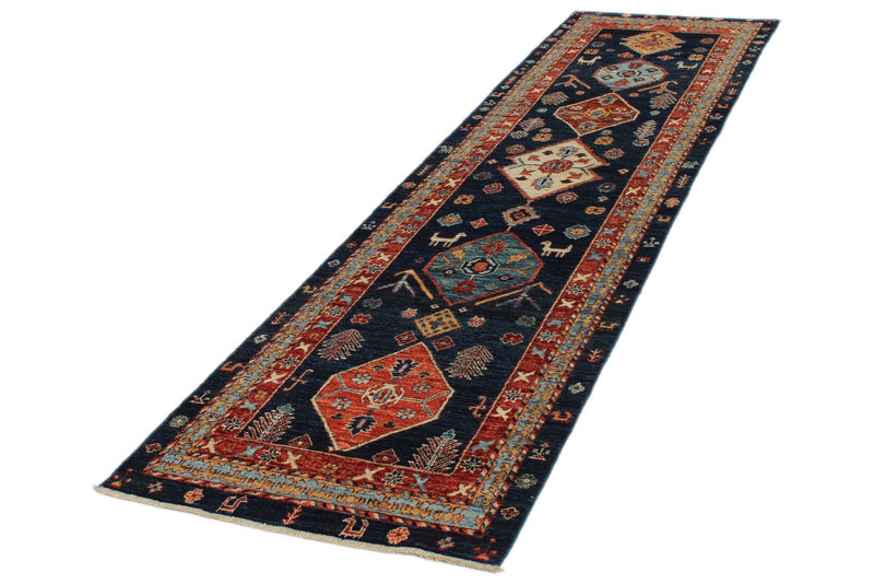 3x10 Navy and Multicolor Anatolian Traditional Runner