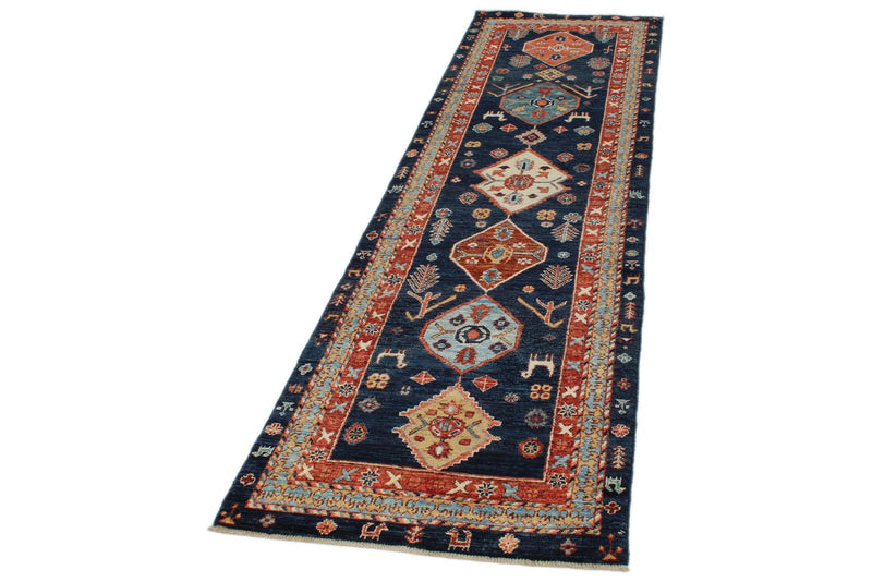 3x10 Navy and Multicolor Anatolian Traditional Runner