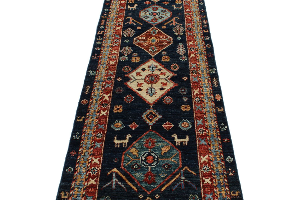 3x10 Navy and Multicolor Anatolian Traditional Runner