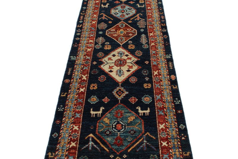 3x10 Navy and Multicolor Anatolian Traditional Runner