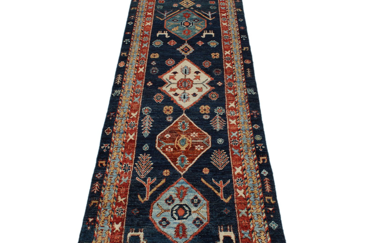 3x10 Navy and Multicolor Anatolian Traditional Runner