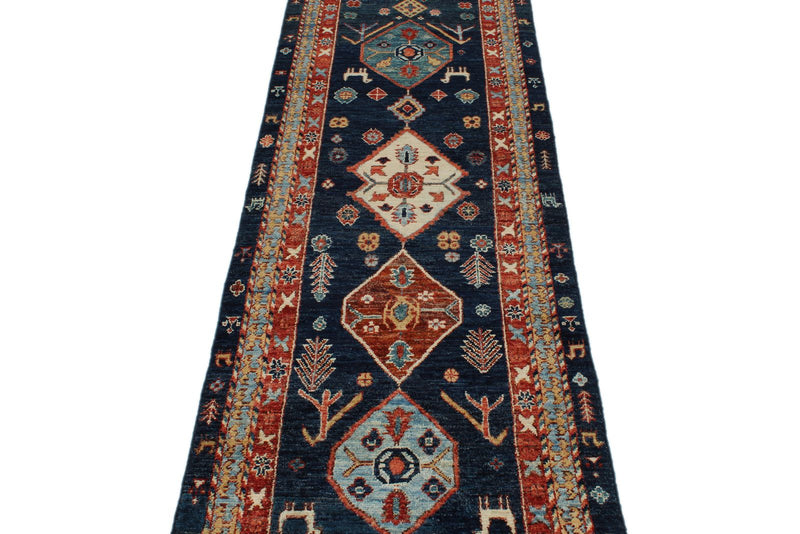 3x10 Navy and Multicolor Anatolian Traditional Runner
