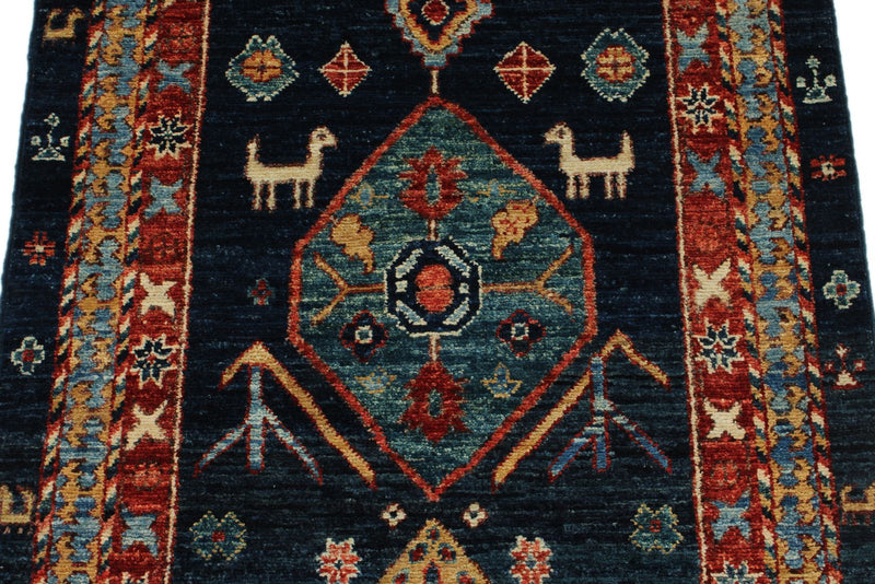 3x10 Navy and Multicolor Anatolian Traditional Runner