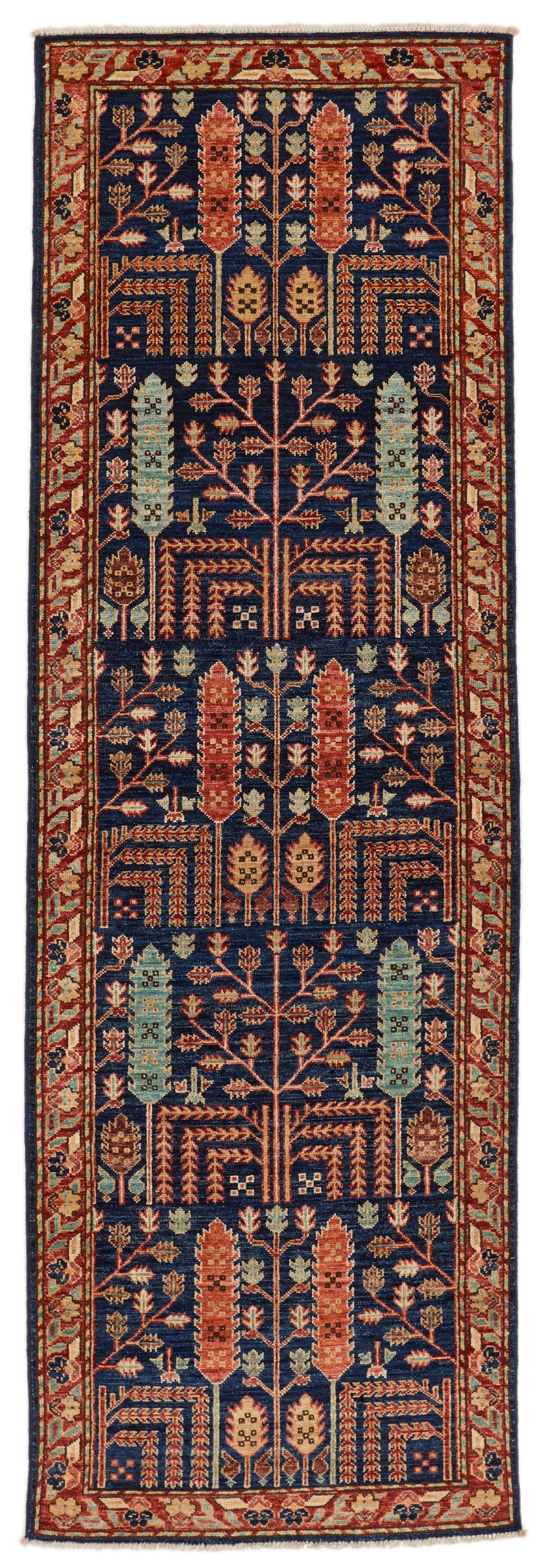 3x8 Navy and Rust Anatolian Traditional Runner
