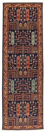 3x8 Navy and Rust Anatolian Traditional Runner