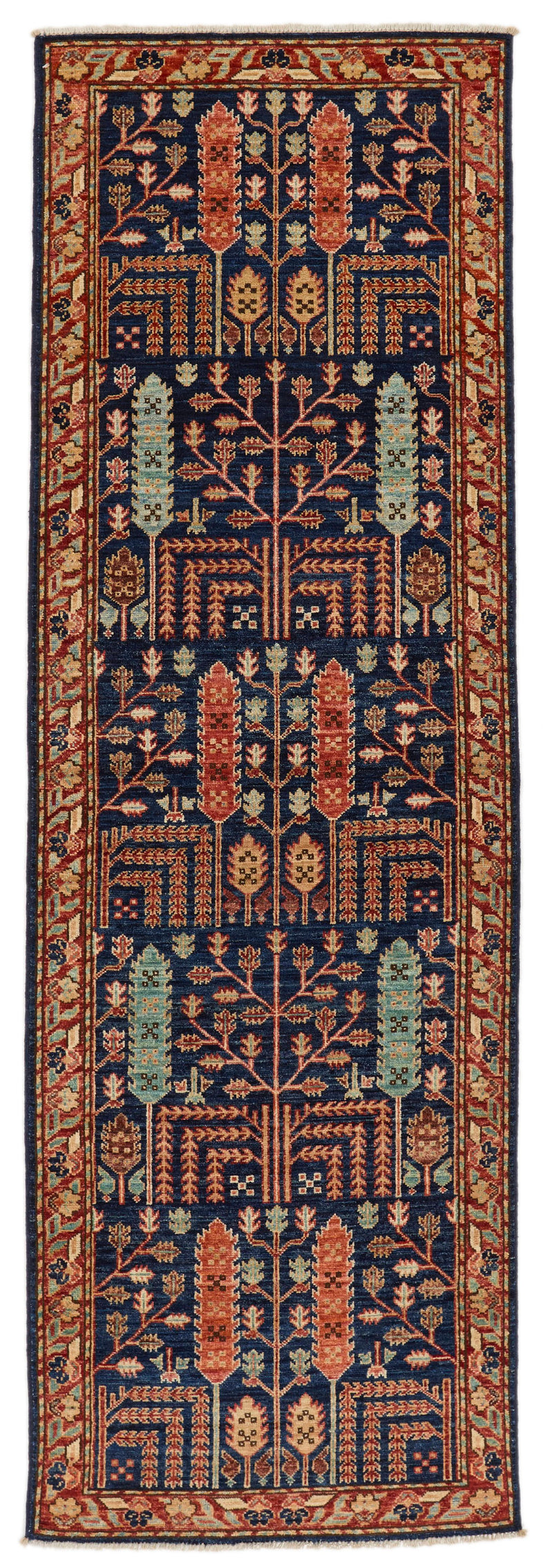 3x8 Navy and Rust Anatolian Traditional Runner