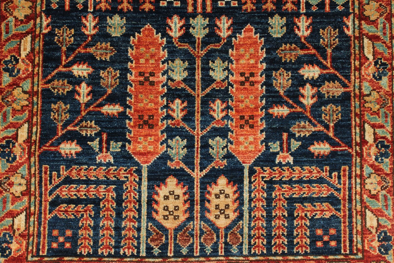 3x8 Navy and Rust Anatolian Traditional Runner