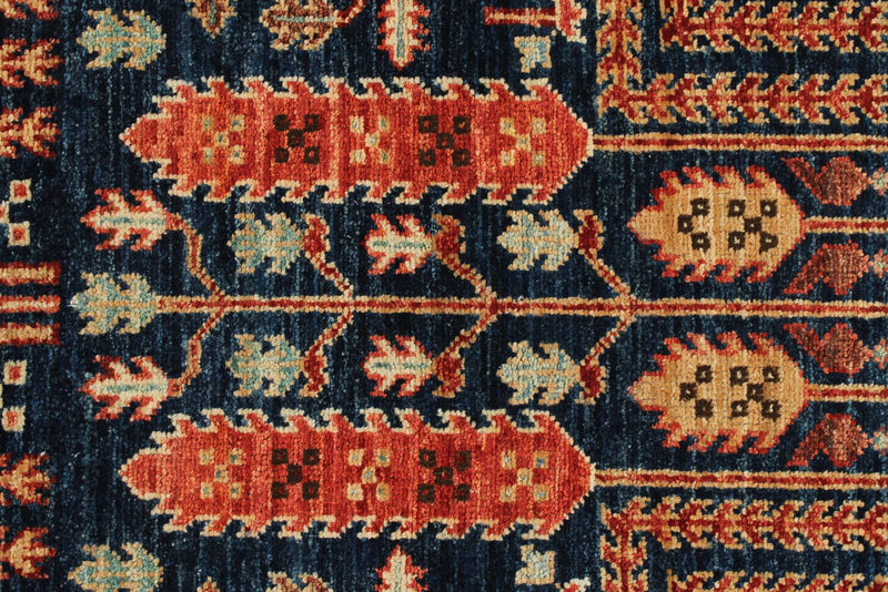 3x8 Navy and Rust Anatolian Traditional Runner
