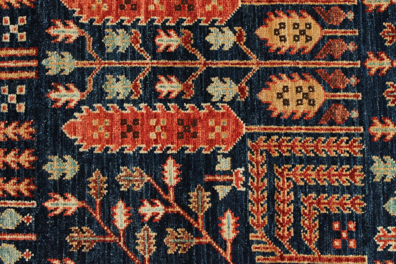 3x8 Navy and Rust Anatolian Traditional Runner