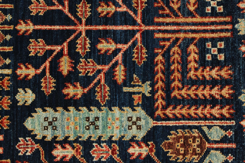 3x8 Navy and Rust Anatolian Traditional Runner