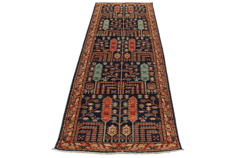 3x8 Navy and Rust Anatolian Traditional Runner