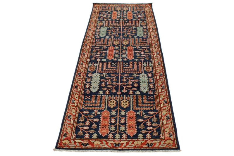 3x8 Navy and Rust Anatolian Traditional Runner