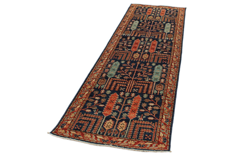 3x8 Navy and Rust Anatolian Traditional Runner