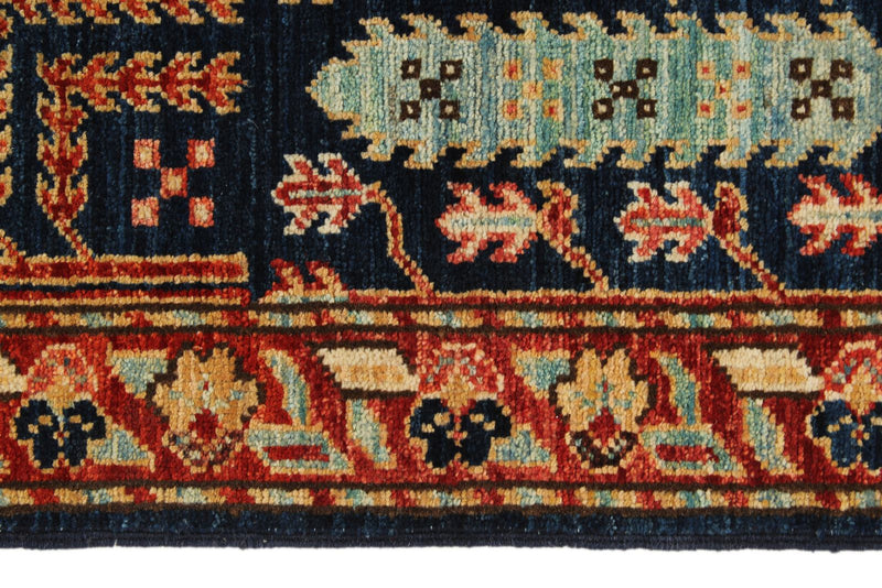 3x8 Navy and Rust Anatolian Traditional Runner