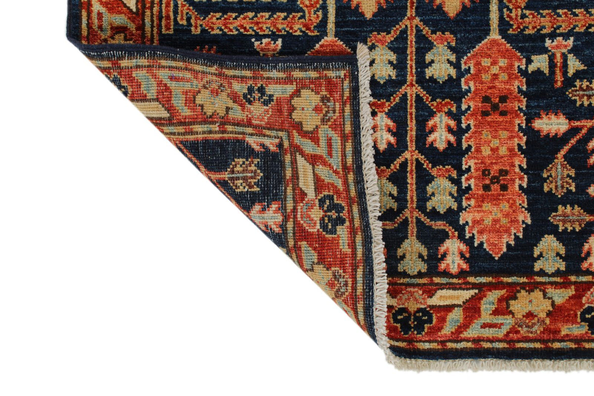 3x8 Navy and Rust Anatolian Traditional Runner