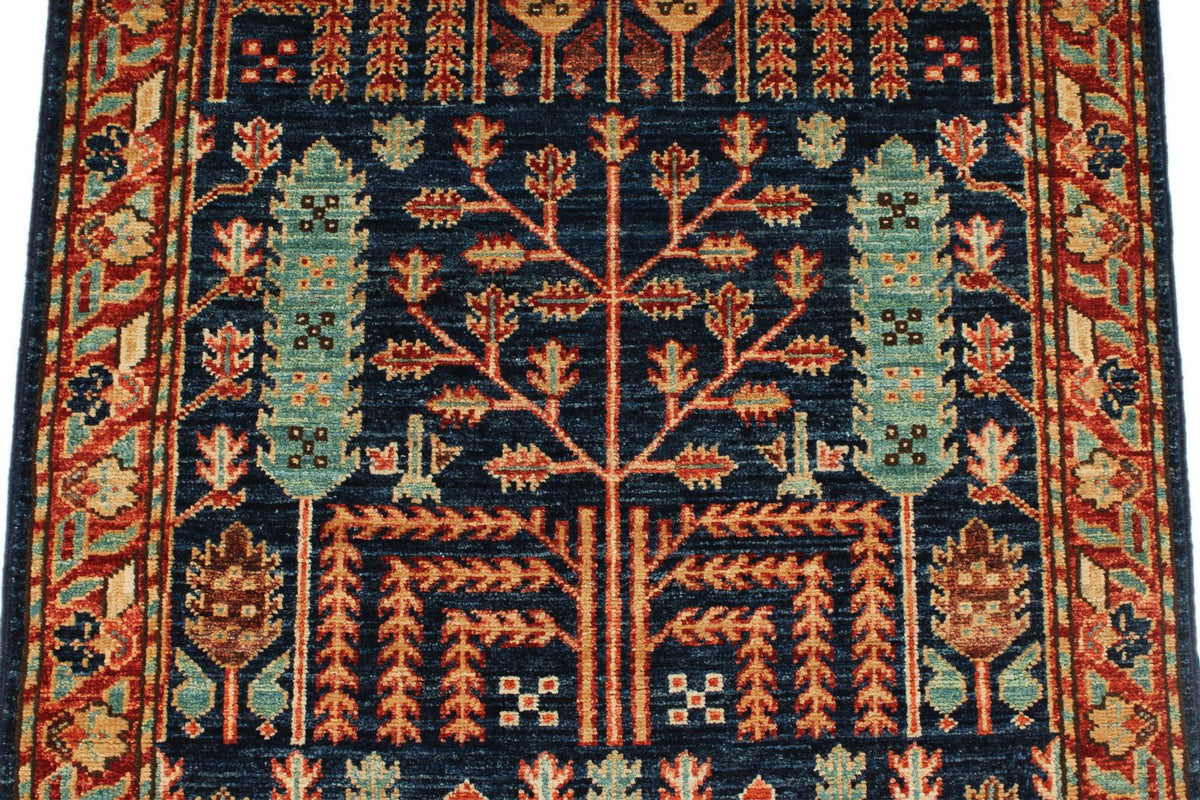 3x8 Navy and Rust Anatolian Traditional Runner