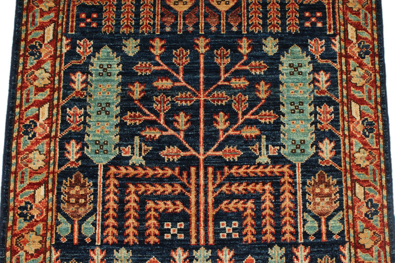 3x8 Navy and Rust Anatolian Traditional Runner