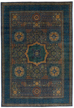 12x17 Navy and Multicolor Turkish Tribal Rug