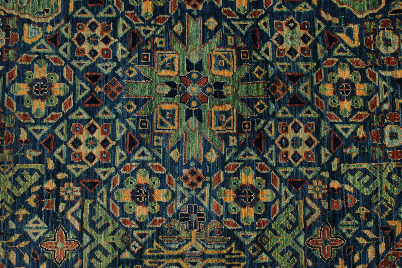 12x17 Navy and Multicolor Turkish Tribal Rug