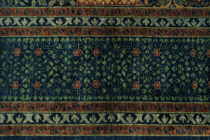 12x17 Navy and Multicolor Turkish Tribal Rug