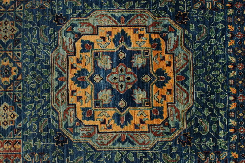 12x17 Navy and Multicolor Turkish Tribal Rug