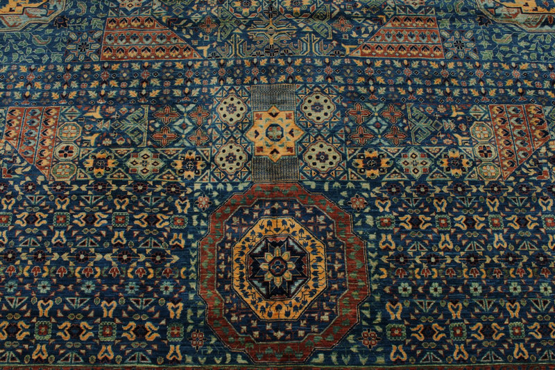 12x17 Navy and Multicolor Turkish Tribal Rug