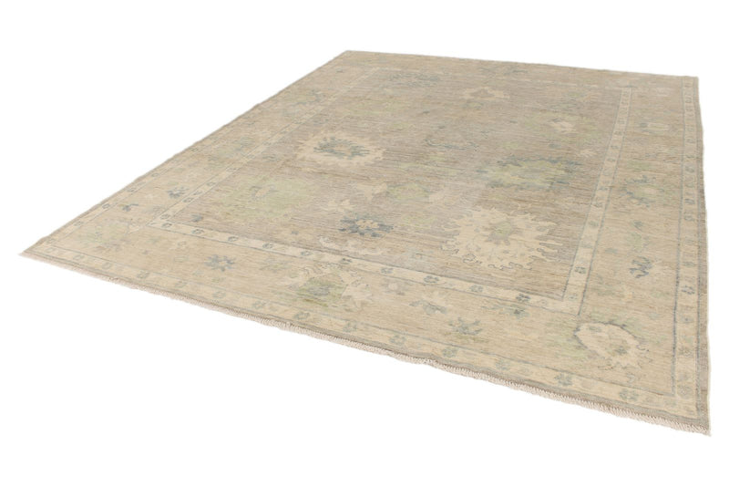 9x11 Beige and Ivory Turkish Oushak Rug