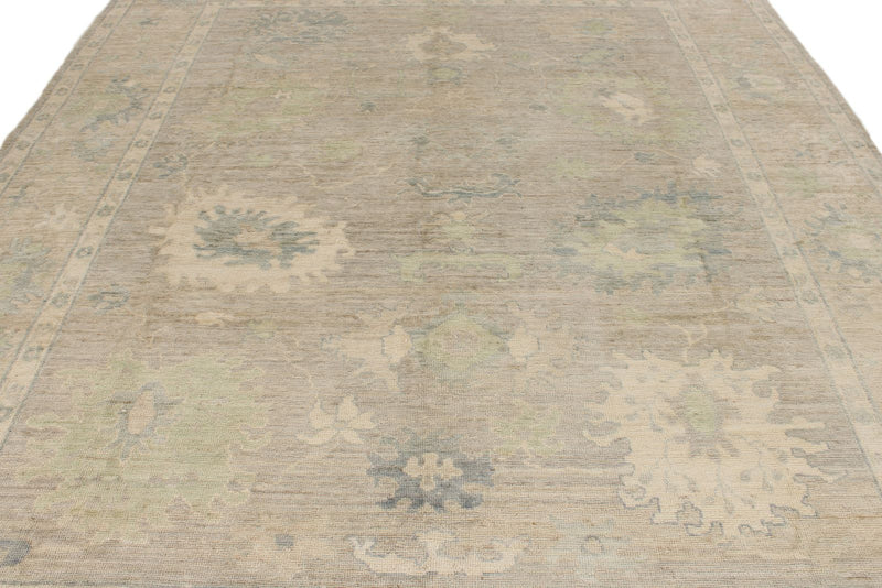 9x11 Beige and Ivory Turkish Oushak Rug