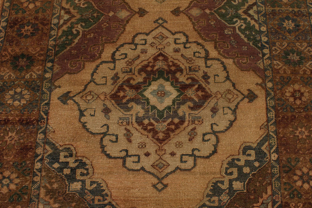 5x13 Beige and Brown Turkish Tribal Runner