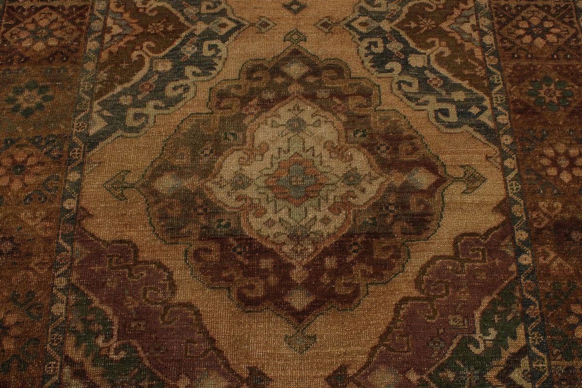 5x13 Beige and Brown Turkish Tribal Runner