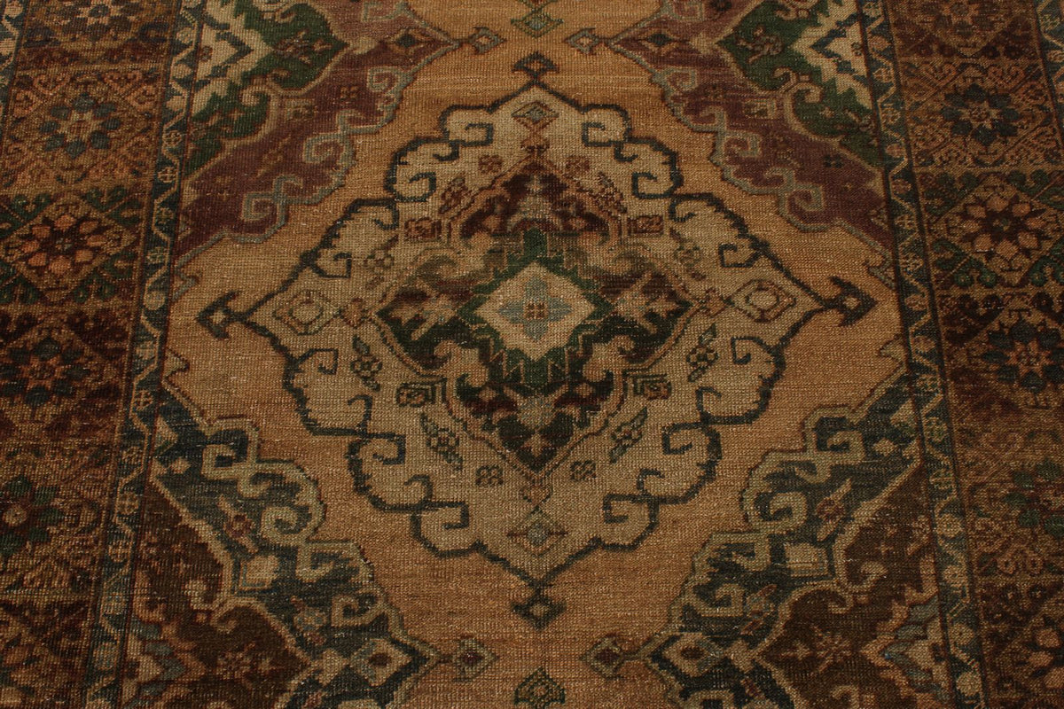 5x13 Beige and Brown Turkish Tribal Runner