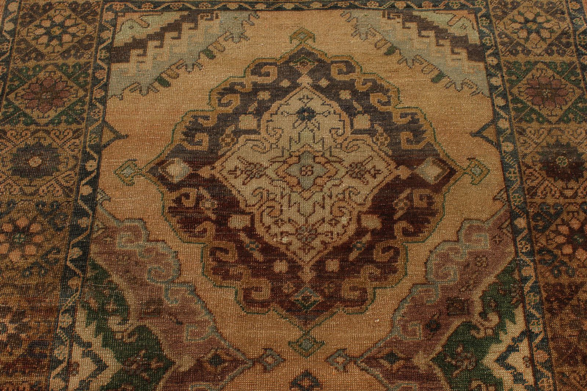 5x13 Beige and Brown Turkish Tribal Runner