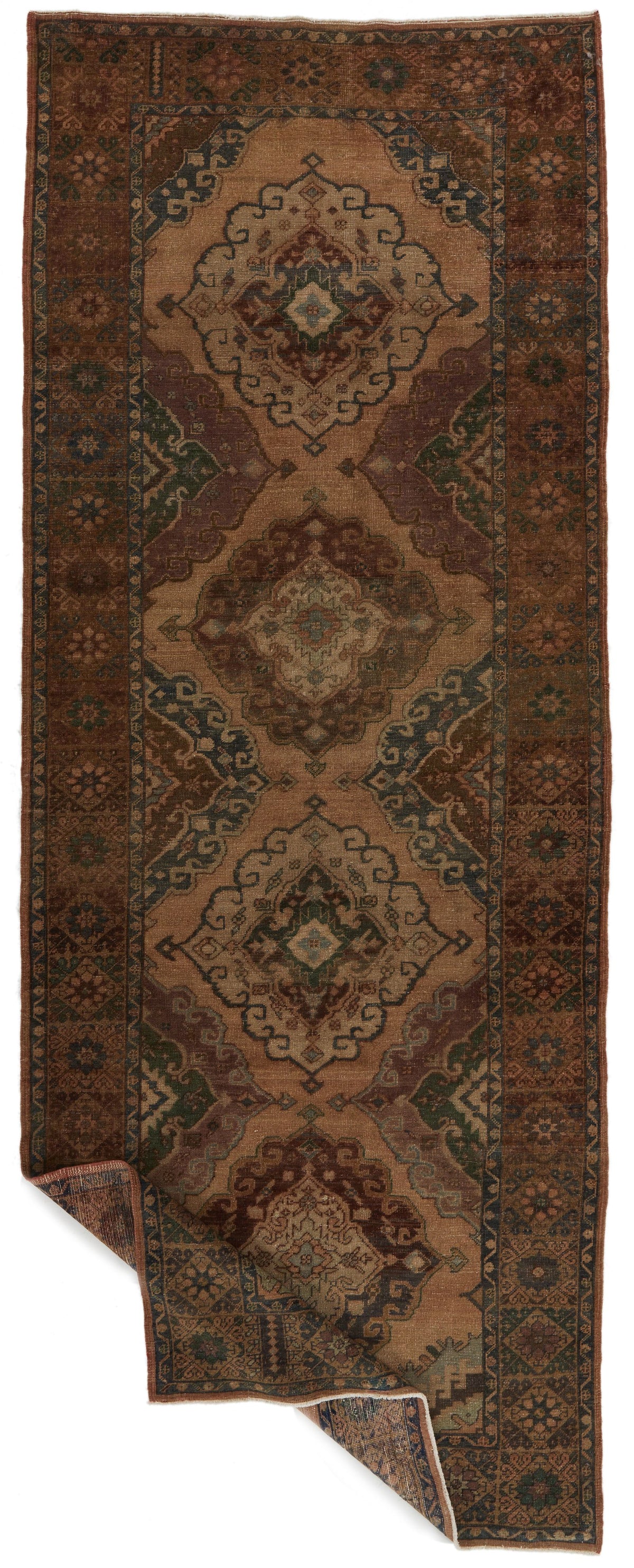 5x13 Beige and Brown Turkish Tribal Runner