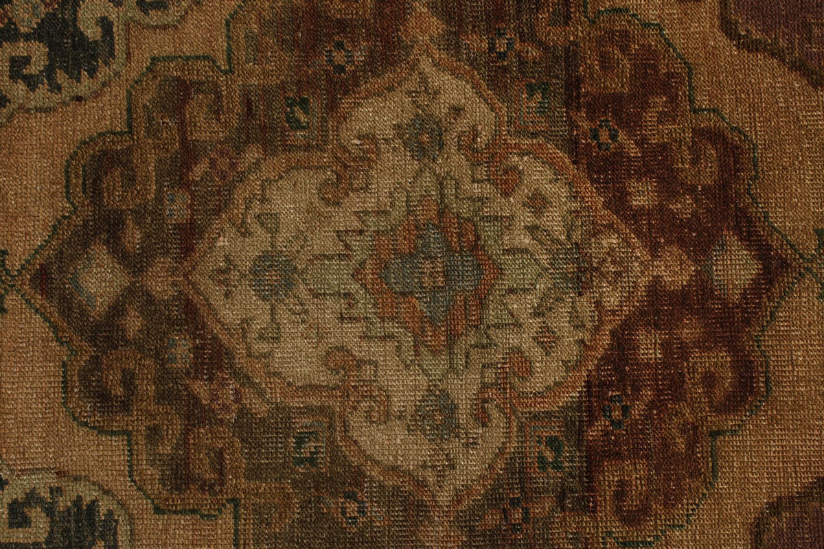 5x13 Beige and Brown Turkish Tribal Runner