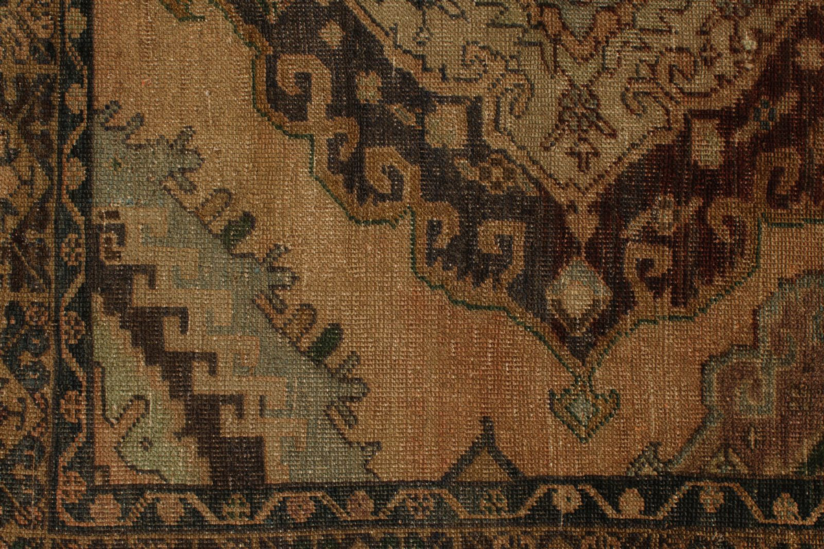 5x13 Beige and Brown Turkish Tribal Runner