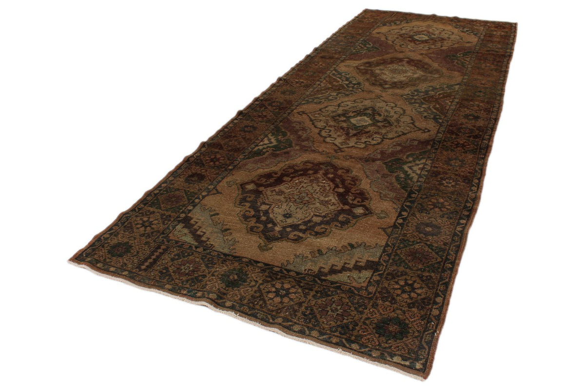 5x13 Beige and Brown Turkish Tribal Runner