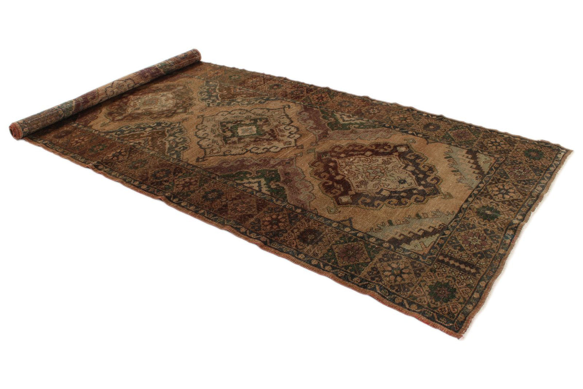 5x13 Beige and Brown Turkish Tribal Runner