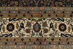 9x12 Navy and Ivory Turkish Silk Rug