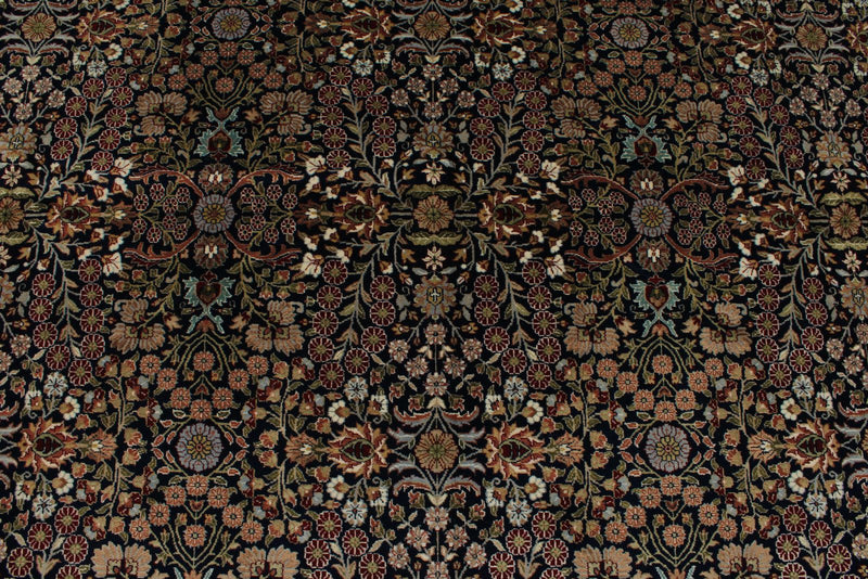 9x12 Navy and Ivory Turkish Silk Rug