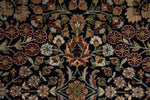 9x12 Navy and Ivory Turkish Silk Rug