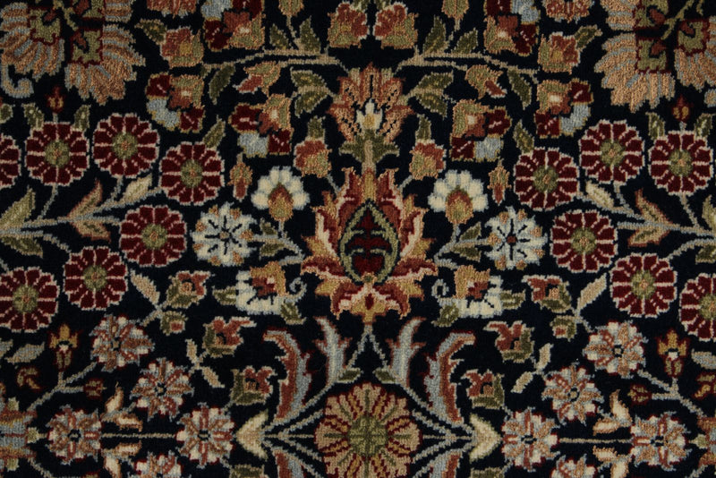 9x12 Navy and Ivory Turkish Silk Rug