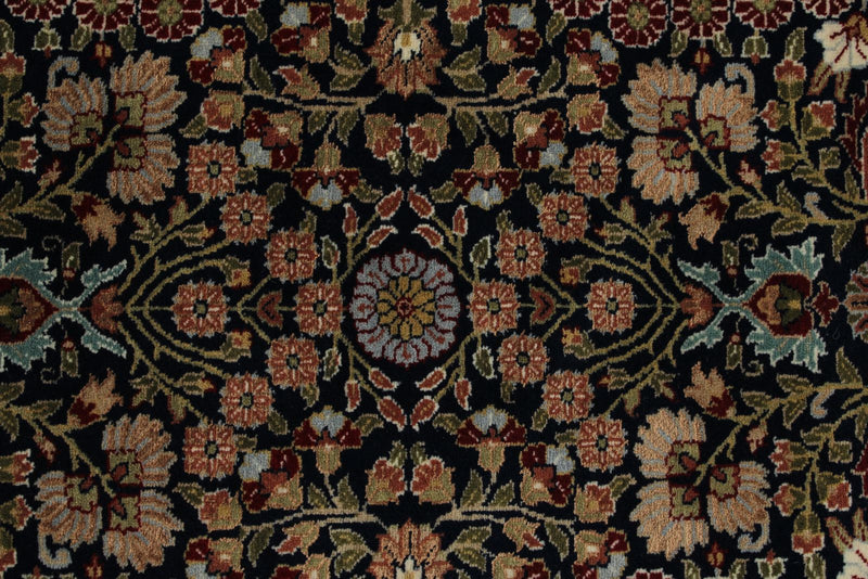 9x12 Navy and Ivory Turkish Silk Rug