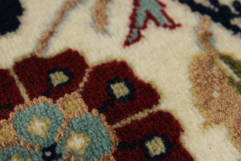 9x12 Navy and Ivory Turkish Silk Rug