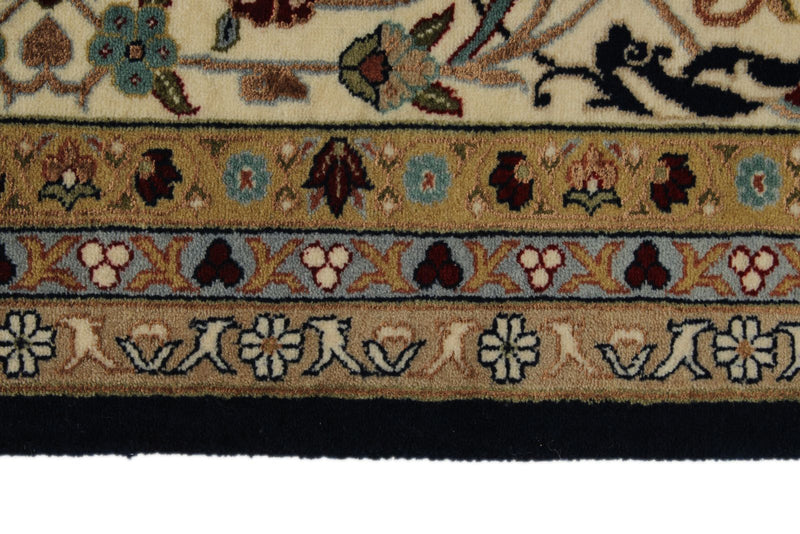 9x12 Navy and Ivory Turkish Silk Rug