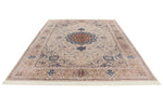 8x12 Beige and Light Blue Turkish Silk Rug