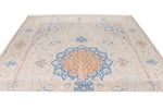 8x12 Beige and Light Blue Turkish Silk Rug