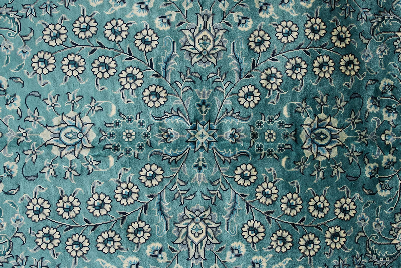 6x9 Blue and Navy Turkish Silk Rug
